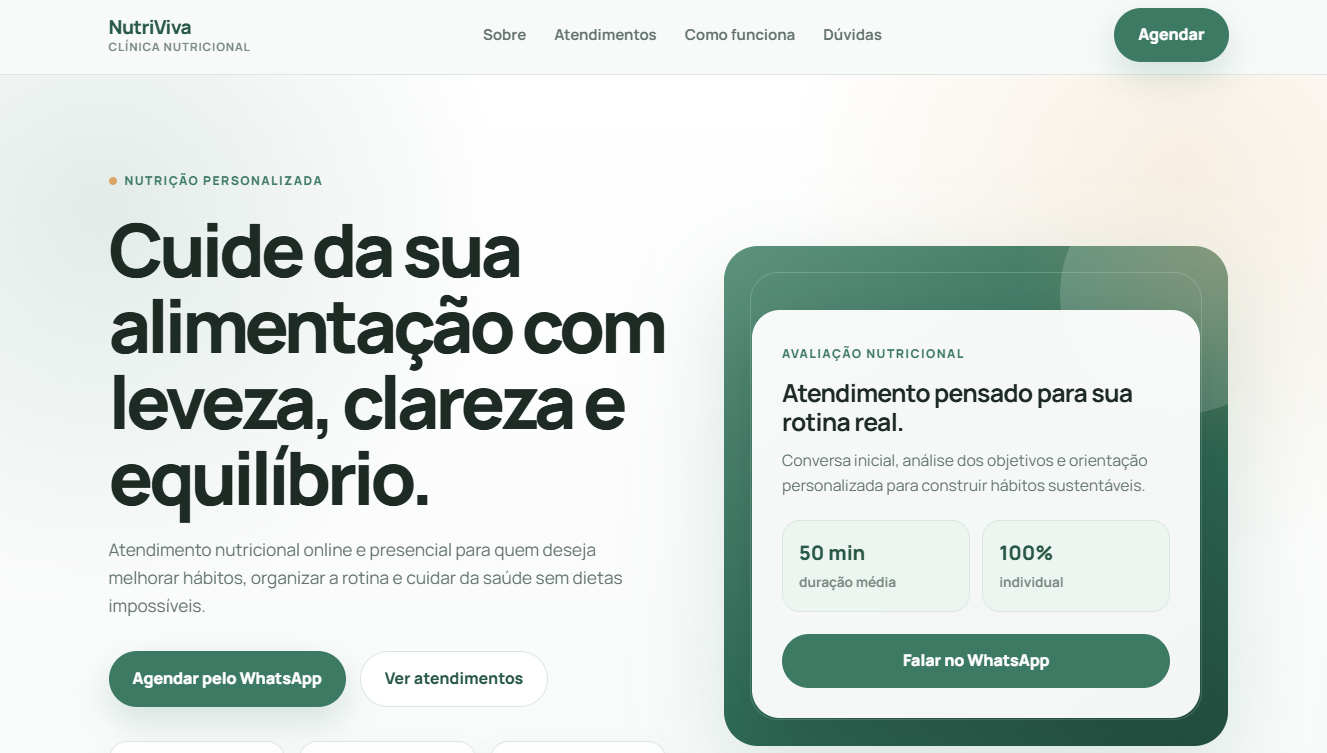 Exemplo de página profissional